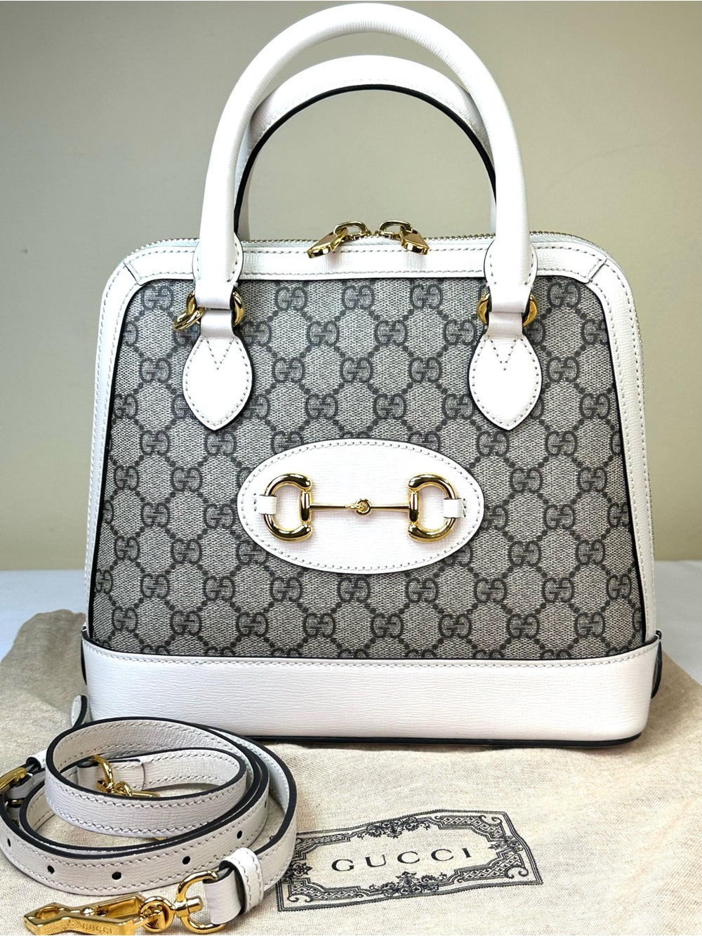 Gucci Horsebit 1955 Top Handle GG Supreme monogram, calfskin, adj strap COA